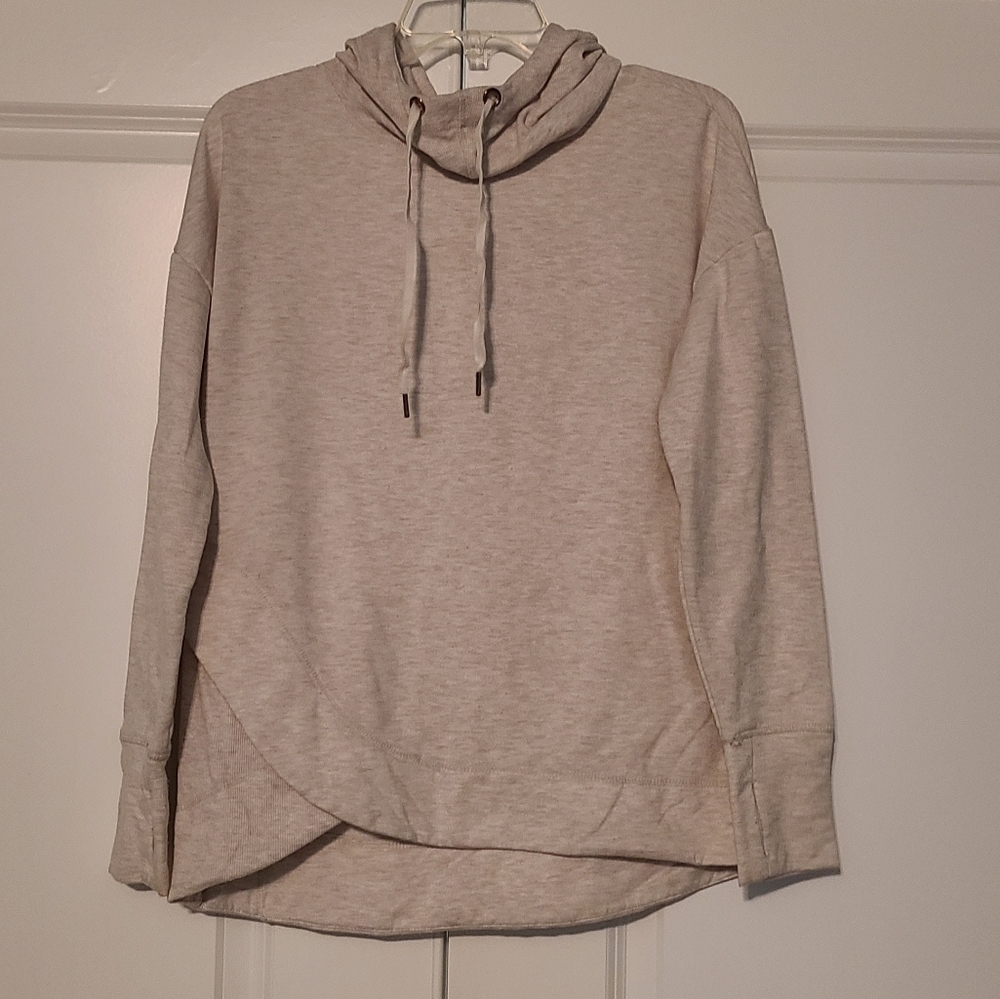 𝅺YOGALICIOUS Women's Heathered Cream Hoodie, size small